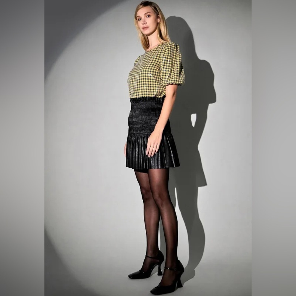 ENGLISH FACTORY SEQUINS PUFF SLEEVE GINGHAM TOP SMALL - Picture 5 of 9